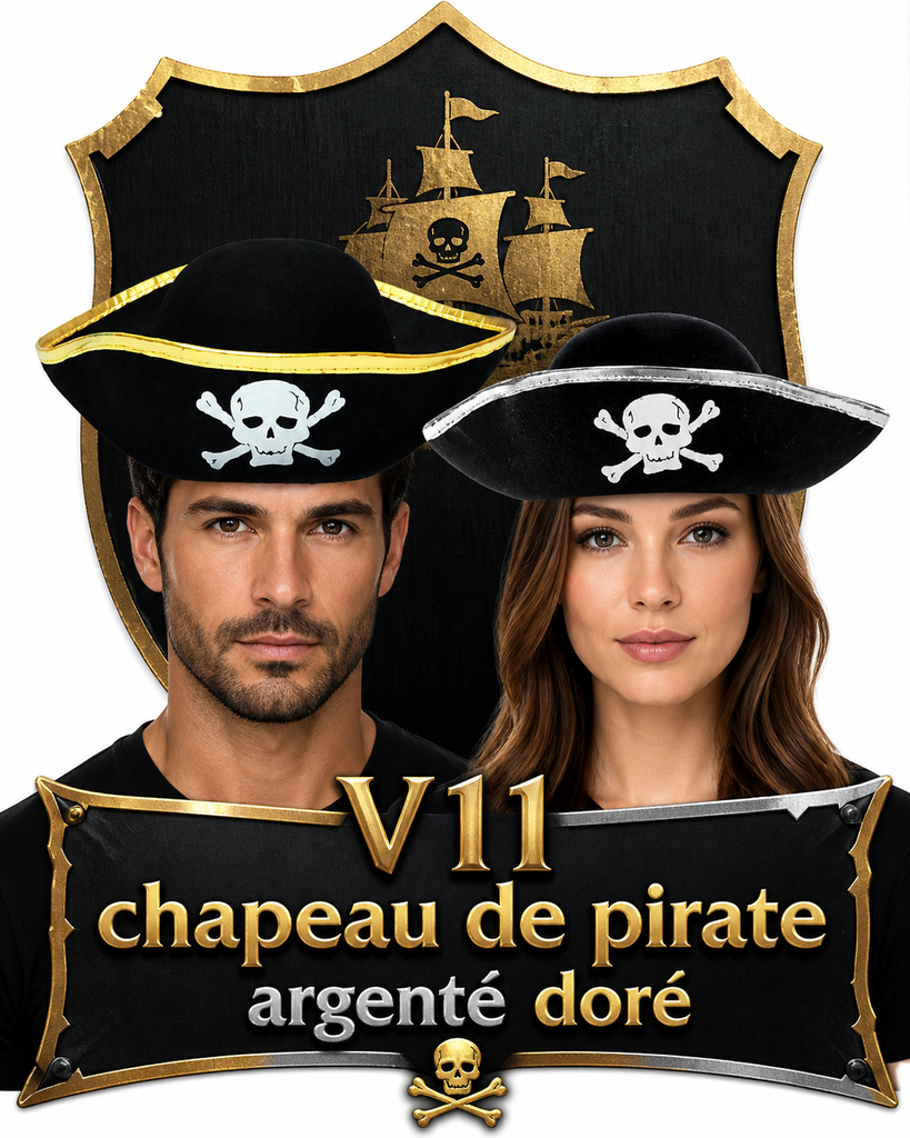 Chapeau pirate or argent