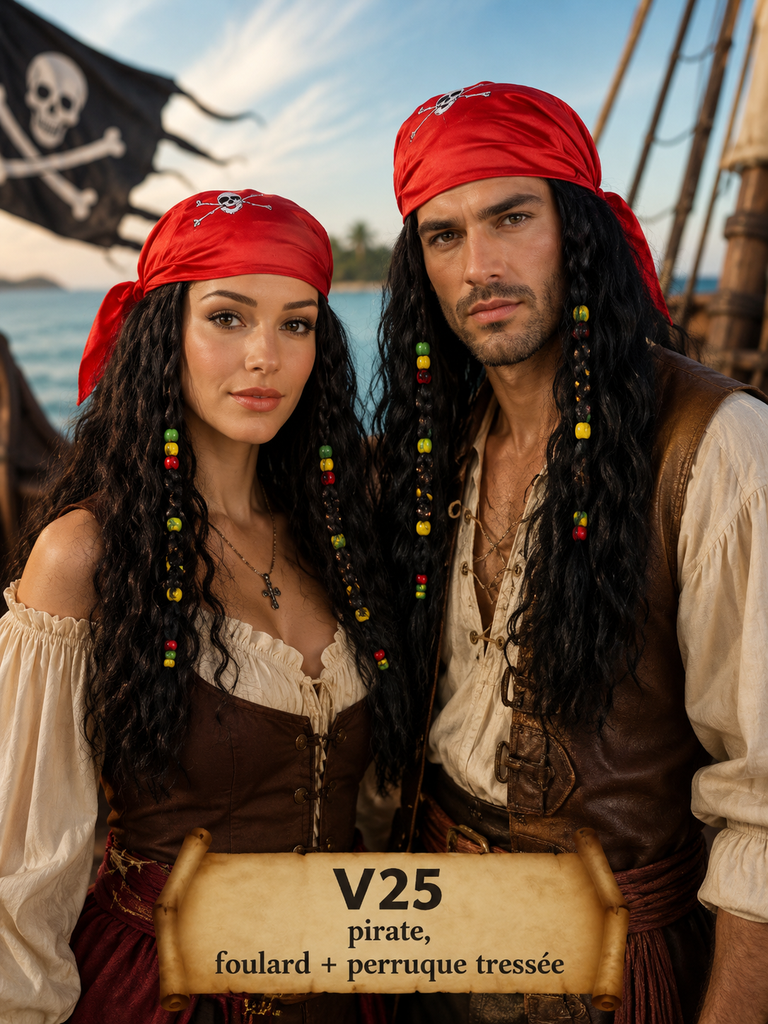 Pirate foulard + perruque tressée
