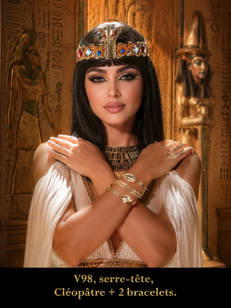 Serre-tête+2bracelets accessoires Égypte ancien