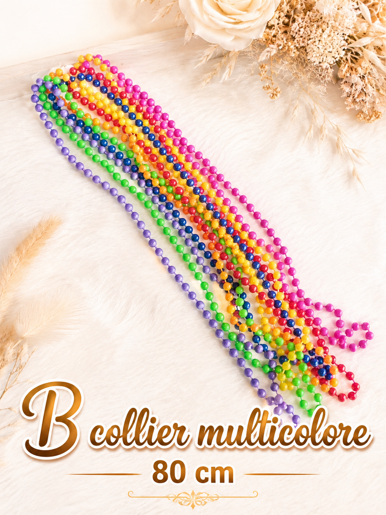 Collier multicolore 80 cm