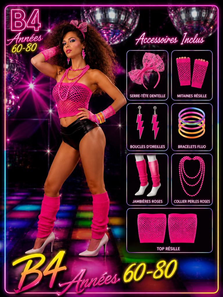 Accessoires année 60 80 rose