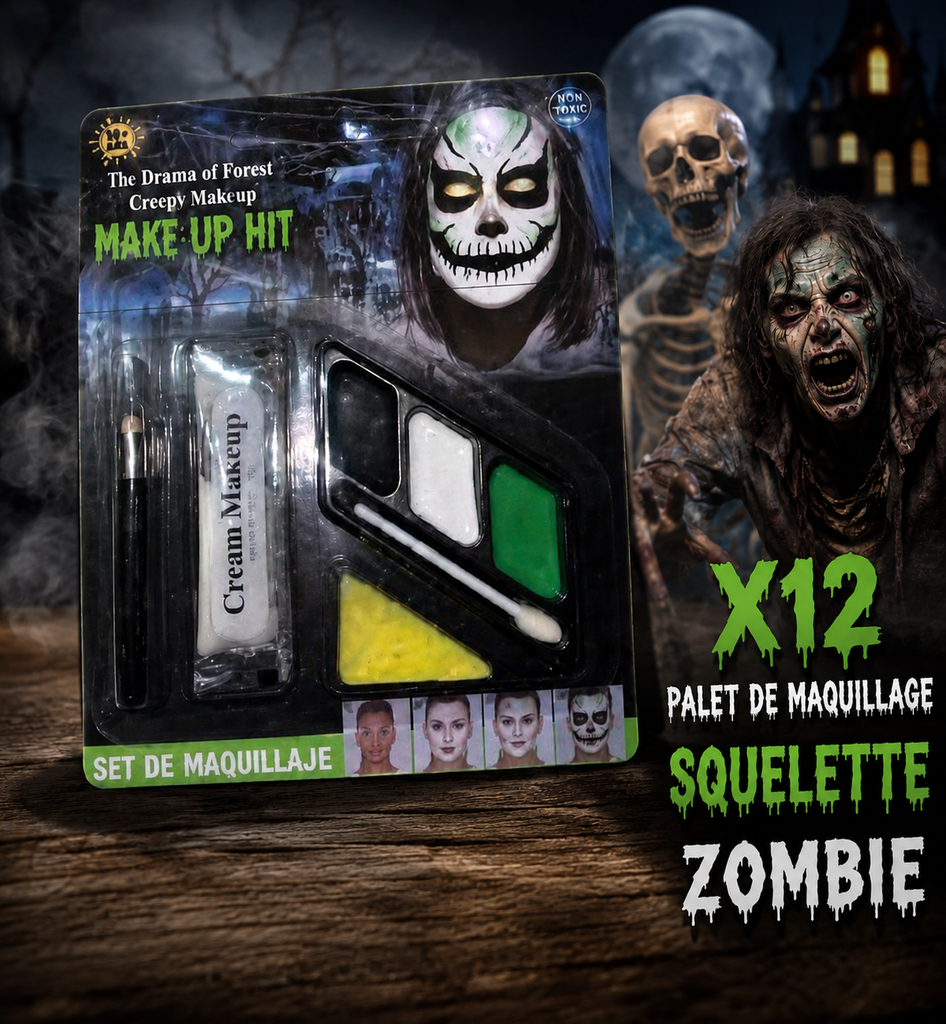 Palette dé maquillage squelette zombie