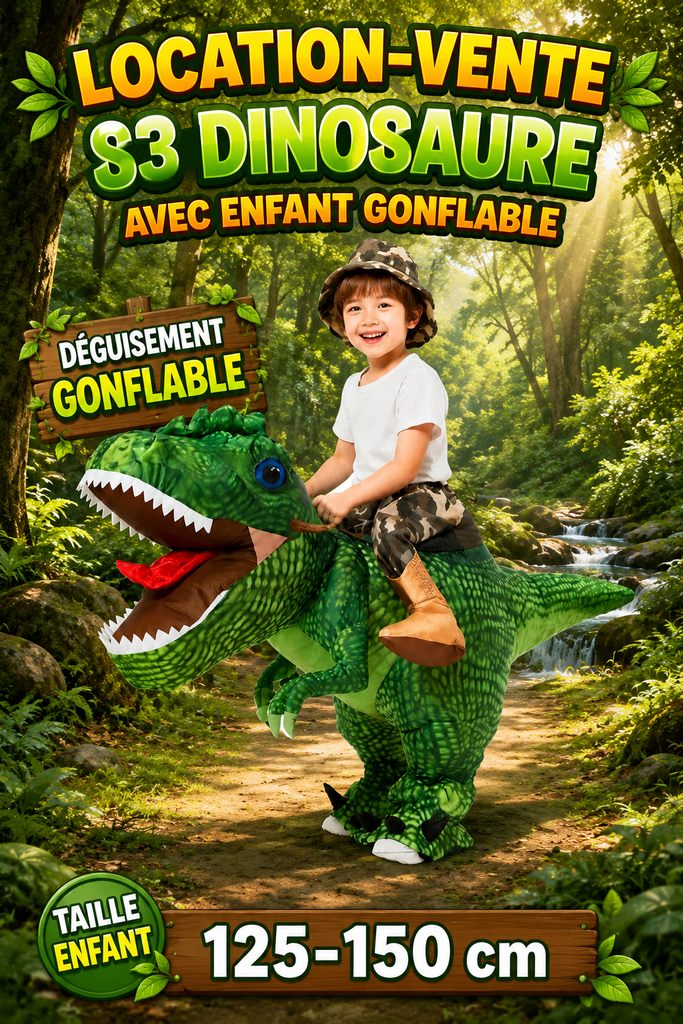 Dinosaure+enfant déguisement gonflable