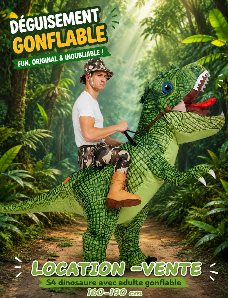 Dinosaure+adulte déguisement gonflable