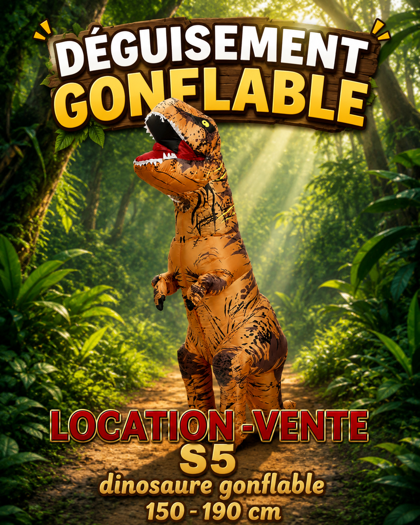 Dinosaure orange déguisement gonflable adulte