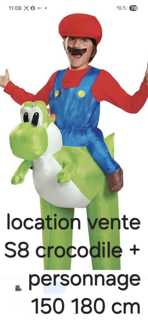 Crocodile+ personnage déguisement gonflable