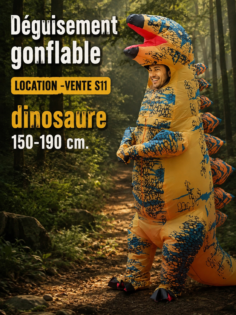 Dinosaure orange adulte déguisement gonflable