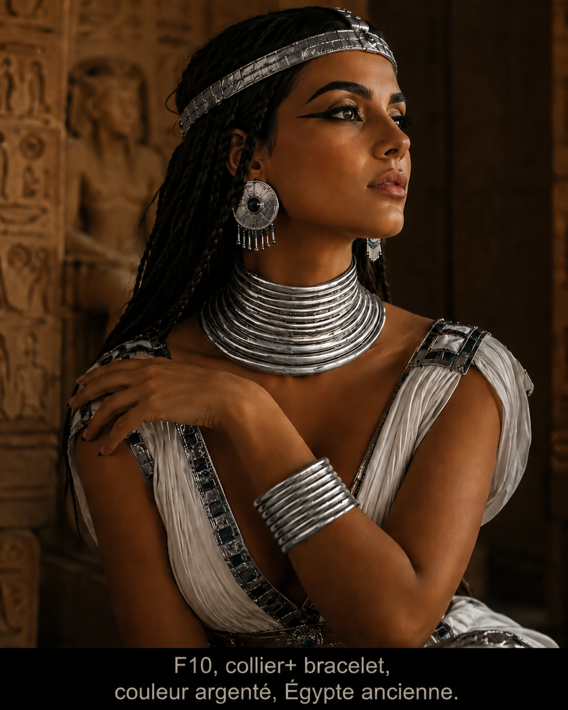 Collier+ bracelet Égypte ancien argent plastique++