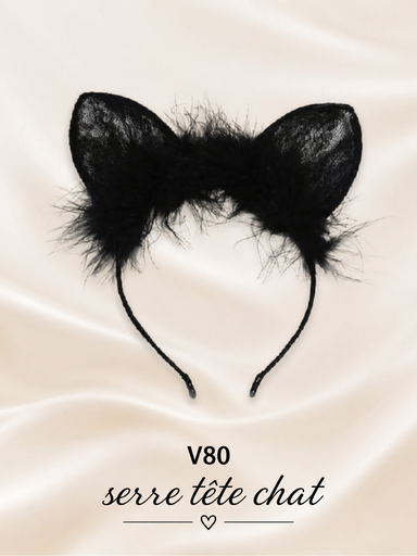 Serre-tête chat dentelle