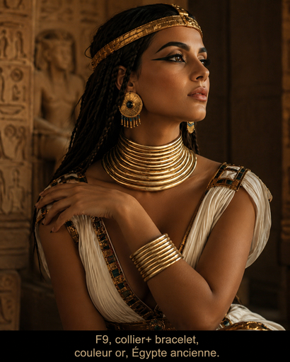 [F9] Collier+bracelet l'Égypte ancien or plastique++